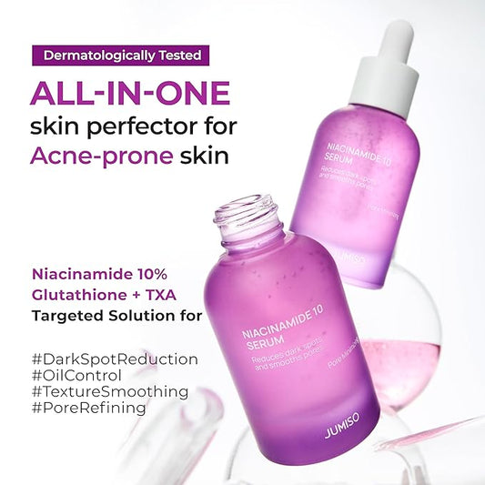 JUMISO Niacinamide 10 Serum - Korean Face Serum with Glutathione, TXA Tranexamic Acid and Centella Complex - Reduces Pigmentation, Evens Skin Tone, Soothes for Sensitive Skin, 1.35 fl.oz.