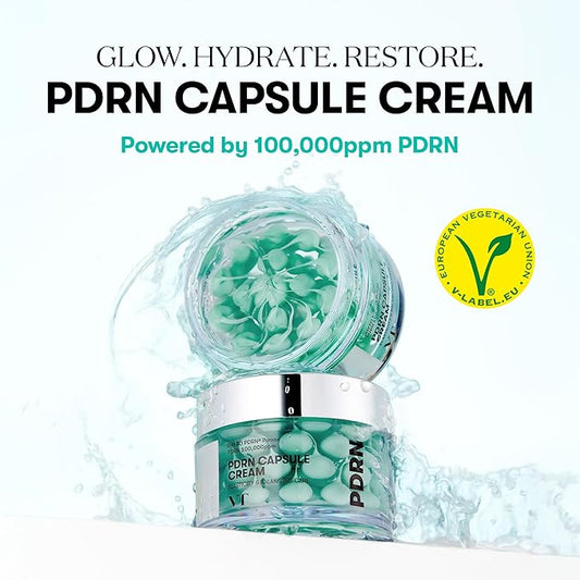VT COSMETICS PDRN Capsule Cream 100, Hydrating Face Moisturizer with 100,000ppm PDRN, Hyaluronic Acid, 9 Peptides, Firming & Plumping Nourishing Cream, Korean Skin Care (1.69 fl. oz.)
