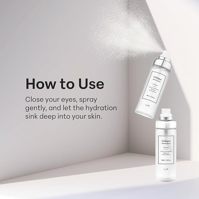LIZK Collagen Serum Spray for Face 100ml (3.38 fl.oz) Glass Skin,easy to use, sparying at first step in skincare,body care, moisture mist, korea cosmetics