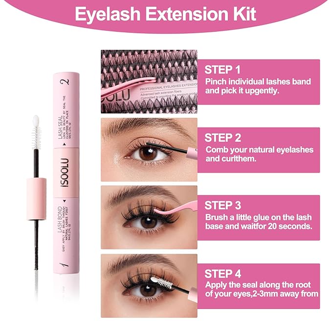 Fairy Lash Clusters Manga Individual Lashes C Curl Wispy Eyelash Clusters WideSpan Eyelash Extension Kit with Lash Bond and Seal Wet-Look Spiky Cluster Lashes (Cutey 240PCS)