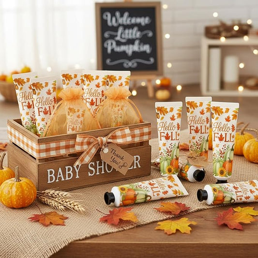 48 Sets Hello Fall Hand Cream Gifts Bulk Baby Shower Hand Cream Travel Size Lotion Bulk Fall Thanksgiving Party Supplies Favors Birthday Wedding for Guest