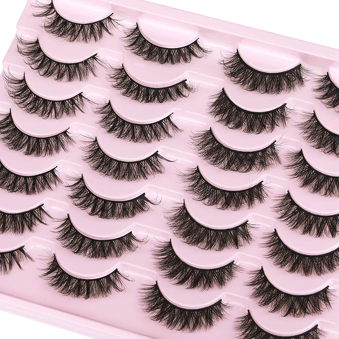 False Eyelashes Natural Look Faux Mink Lashes 12mm Short Wispy Lashes 5D Volume Strip Eye Lashes Pack by Kiromiro