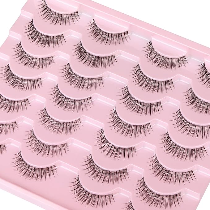 Kiromiro Eyelashes Wispy 10mm False Lashes Natural Look Soft 3D Mink Lashes Short Strip Lashes Pack