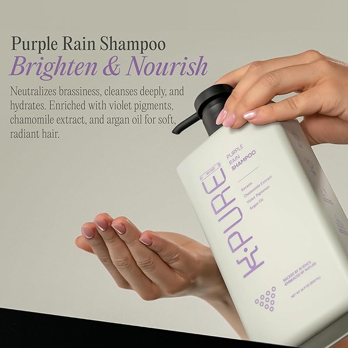 Rev320 Purple Rain Keratin Shampoo by K-Pure, Sulfate & Paraben Free, Anti-Brass Purple Shampoo for Blonde, Silver, and Gray Hair, Deep Hydration & Frizz Control for Color Treated and Damaged Hair