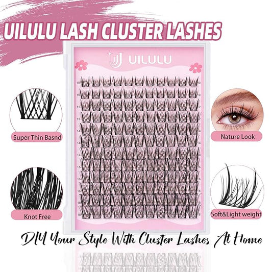 Lash Clusters D Curl Wispy Clusters Lashes 0.07D 10-18 MIX 132 Eyelashes Individual Lashes DIY Lash Extensions at Home False Lashes Wide Band Natural Eye Lash Clusters(U09, 10-18mix)