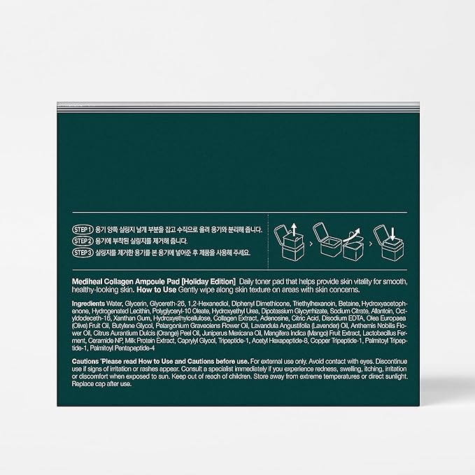 Mediheal Holiday Edition Collagen Ampoule Pad ?Skin Firming & Restore Elasticity - Tighten Wrinkles & Lines - Vegan Eco Silk Pads,100 Pads,Christmas Gift