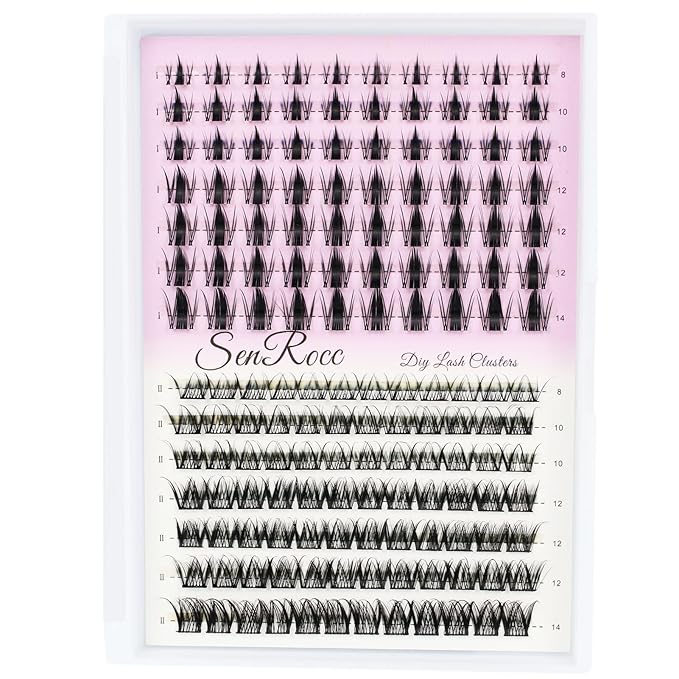 Lash Clusters Wispy Individual Lashes DIY Eyelash Extension 8-14mm Cluster Lashes D Curl Natural Look Mixed Tray Individual Lash Extensions (QF/D04-0.07D-8-14)