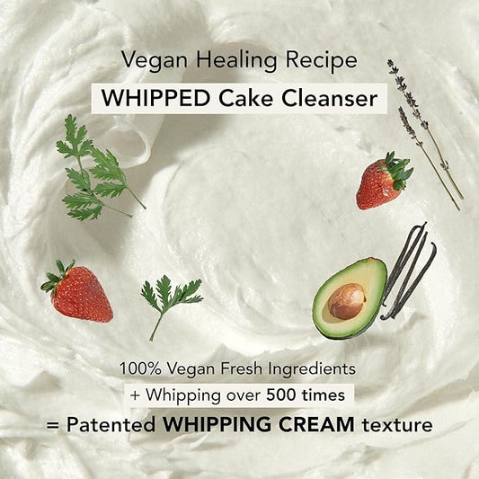 Whipped Korean Skincare Face Wash, Hydrating Vegan Facial Cleanser for Dry Skin with Niacinamide, Hyaluronic Acid, Ceramide, Strawberry & Vanilla, Cleanser for Sensitive Skin
