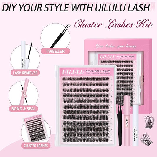 Lash Clusters kit 10-16mm DIY Lash Extension Kit 144 D Curl Fluffy Clusters Lashes 0.07D Individual Lashes Clusters False Eyelashes Set Eye Lash Kits Extensions Kit