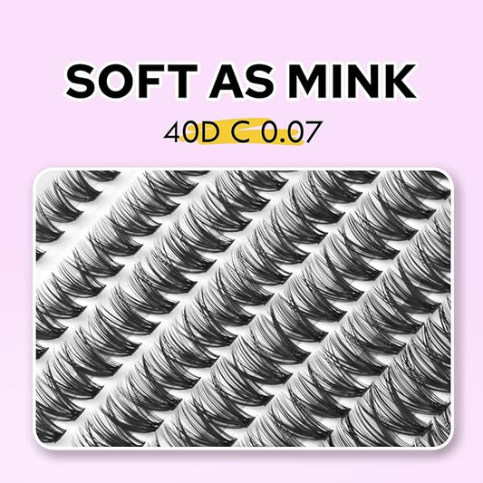 Individual Lashes, Lash Clusters, 280 Pcs 40D Individual Lash Extensions, Natural Soft Lightweight Reusable, Thickness 0.07mm C Curl False Eyelashes 8/9/10/11/12/13/14/15/16mm (40D 8-16mm)