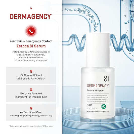 Zeroca 81 Korean Calming Serum for Acne-Prone & Oily Skin – Balances Oil-Water, Soothes Redness, Fades Post-Blemish Marks, Firms & Hydrates (1.01 fl.oz. 30 ml)