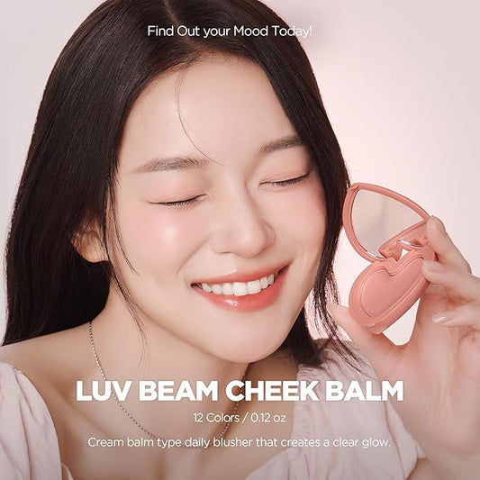 lilybyred Luv Beam Cheek Balm | Heart-Shaped Korean Cream Blush, Semi-Matte Finish, Long-Lasting, Blendable & Buildable, Soft Creamy Texture, Lightweight, Natural Flush, 0.12 oz. (06 Fliuffy Peach)