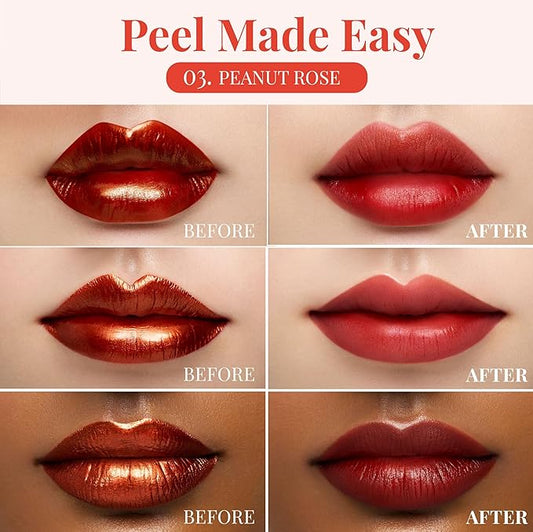 Peripera Ink Peel Off Lip Stain - Long Lasting, Transfer-Proof, Waterproof Korean Lip Tint with Color-Changing Peel-Off Formula (03 PEANUT ROSE)