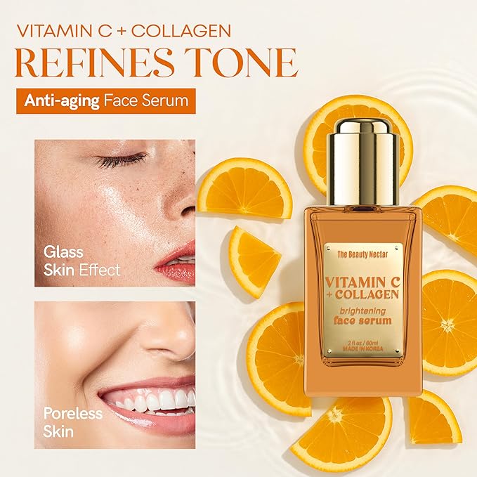 Vitamin C & Collagen Face Serum – Brightening, Firming, Even Skin Tone, Wrinkle Smoothing – Dermatologist Tested, Anti-Aging, Korean Skin Care – Clean Vegan Formula – 2 Fl Oz