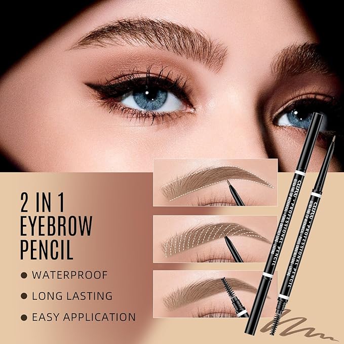 Brow Pencil, 2 Pcs Precision Espresso Eyebrow Pencil Defines, Creates Full, Natural-Looking Micro Eyebrow Pencils for Women, Eyebrow Makeup