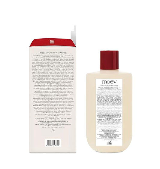 MOEV ANNURCATIN Shampoo | Korean Apple Hair Care for Strength and Volume in Thinning Hair | Adds Lift | Paraben-Free | Suitable for All Hair Types (10.14 fl.oz, apple & vanilla)