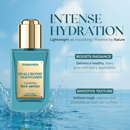 Hyaluronic Acid & Niacinamide Face Serum – Deep Hydration, Skin Barrier Repair, Tone Correcting – Dermatologist Tested, Anti-Aging, Korean Skin Care – Clean Vegan Formula – 2 Fl Oz