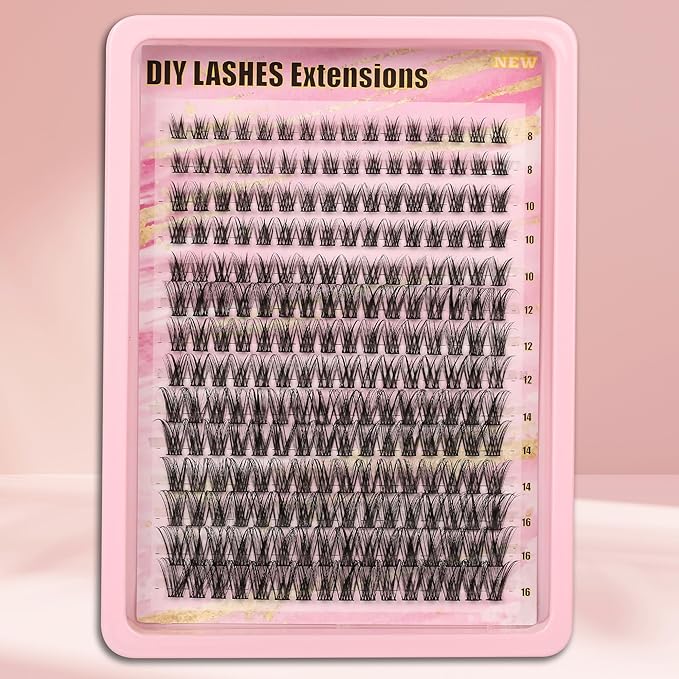 Gmagictobo Wispy Lash Clusters Natural Lash Clusters Kit C Curl D Curl Lashes Clusters 224Pcs Individual Lashes Lash Bond and Seal Lash Tweezers