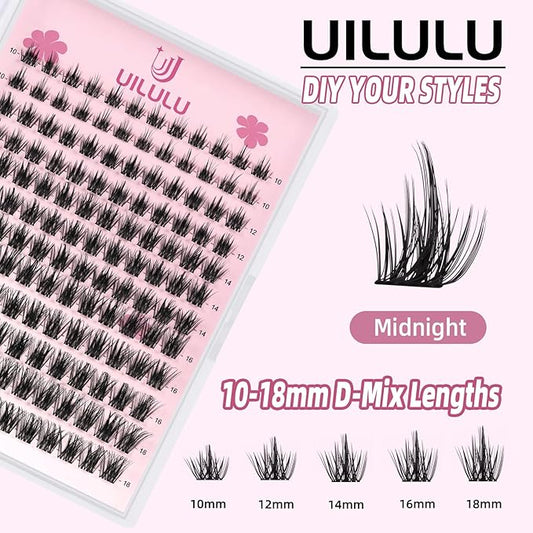 Lash Clusters D Curl Invisible Band Clusters Lashes 0.07D 10-18 MIX 144 Eyelashes Individual Lashes DIY Lash Extensions at Home False Lashes Wide Band Wispy Eye Lash Clusters U06 Lash