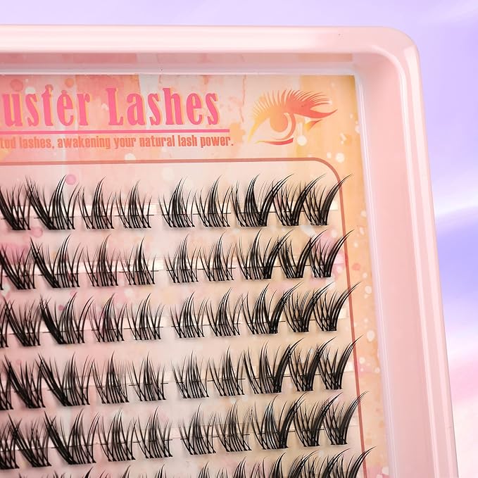 Gmagictobo Lash Clusters Manga Lash Clusters Kit Spiky Eyelash Clusters Natural Clear Band Fairy Lashes Pack Wet-Look C Curl Individual Lashes Clusters Lash Glue Lash Tweezers