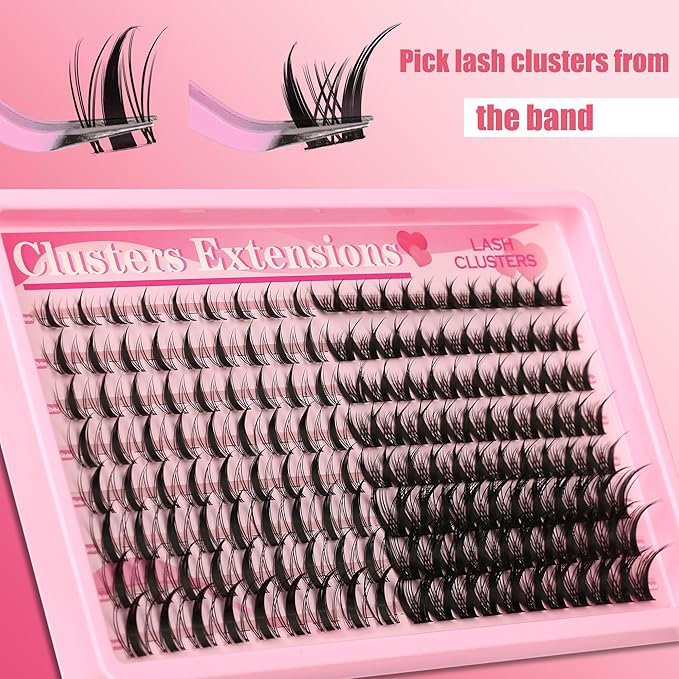Gmagictobo Manga Lash Clusters Kit Spiky Lashes Clusters Fairy Lash Clusters Wet-Look Anime Lashes Pack 160 Pcs C/D Curl Individual Lashes Lash Bond and Seal Lash Tweezers