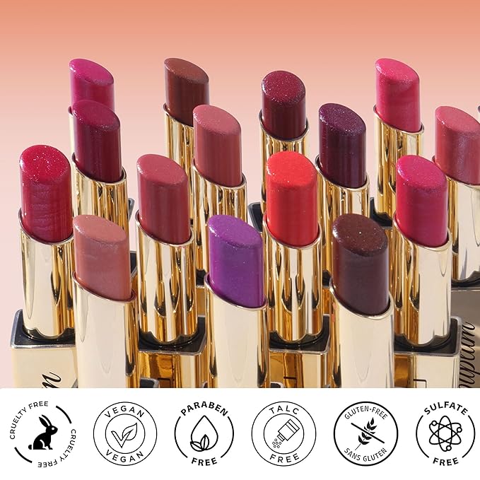 Red Mulberry Pink Lipstick Set for Women Shimmer Tinted Lip Balm Hydrating Moisturizing Lip Gloss Cruelty Free Lip Makeup, DM108/109/114
