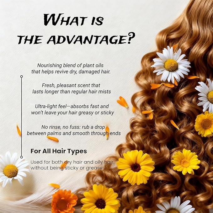 40 Pcs Hair Oil Perfume - Essence Oil & Hair Perfume 2 in 1 for Frizz Dry Damaged Hair, Argan Avocado & Amino Acids Nourishing Shining, Leave-in Hair Fragrance Serum, Long Lasting Scented, 1.83 fl oz