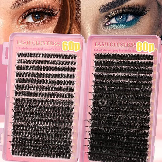 Gmagictobo Lash Extension Kit Lash Clusters Kit 640Pcs Volume Eyelash Clusters C Curl Lashes Clusters DIY Cluster Eyelash Extensions With Lash Bond and Seal Lash Tweezers