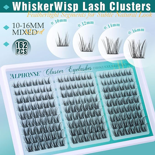 Wispy Lash Clusters Natural Look Cluster Lashes 10-16mm C-curve Lash Extension Anime Cluster Eyelash Extensions 162pcs Spiky Eyelash Clusters Pestañas by ALPHONSE