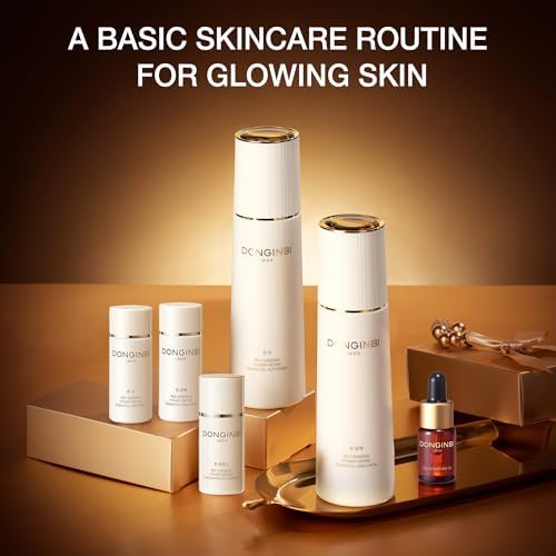 Donginbi Red Ginseng Power Repair Essential Skin Care Set - Hydrating Toner (4.4 floz), Korean Red Ginseng Essence with Collagen (4.4 floz), Firming Face Oil, Korean Skin Care Gifts for Women