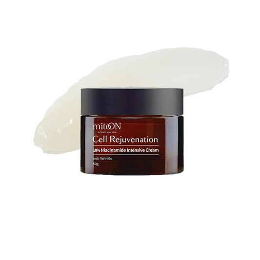 Mito-on Cell Rejuvenation Anti-Aging Cream, 50g / 1.76 oz - 10% Niacinamide, Vitamin B3 and Antioxidants, EGF + Volufiline for Wrinkle Reduction, Elasticity Improvement, Moisturizer, Korean Skin Care