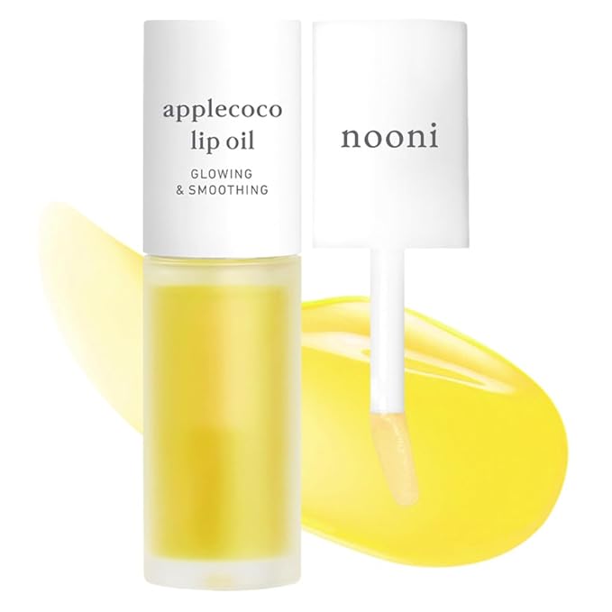 NOONI Korean Lip Oil - Applecoco | Long-Lasting, Moisturizing, Plumping, Revitalizing for Dry Lips, Waterproof, No Peel Off, Hydrating, Nourishing Crystal Clear, 0.12 FL Oz