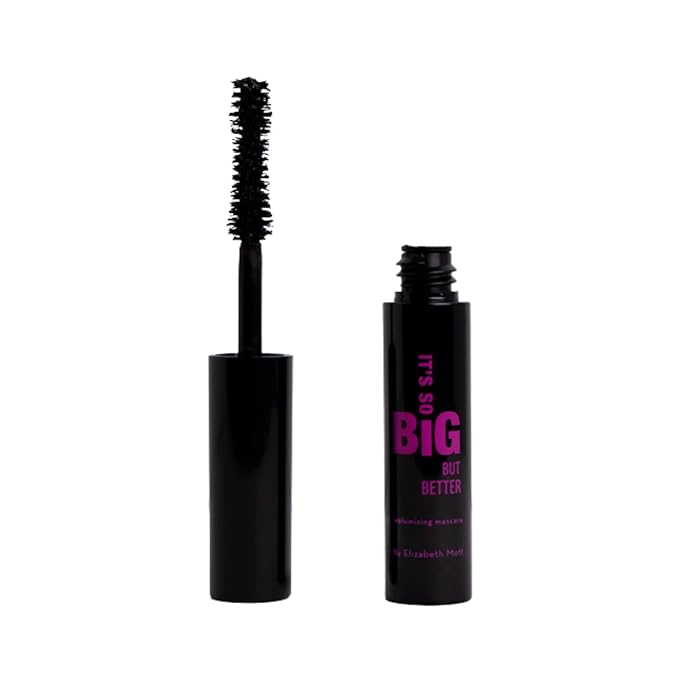 Elizabeth Mott Black Volumizing Mascara Set – Smudge-Proof, Water-Resistant, Lengthening Fiber Formula with Hourglass Wand – Cruelty-Free, Safe for Lash Extensions – Travel-Size Mini Trio, 4ml Each