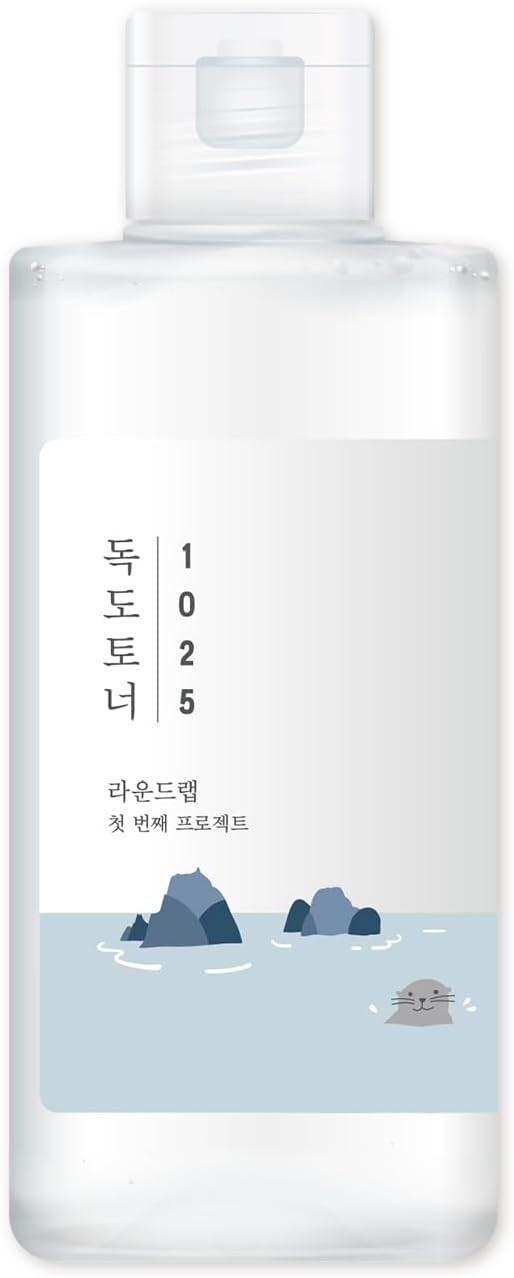 ROUND LAB 1025 Dokdo Toner 6.76 Fl Oz, Oil Control and Reduces Excess Sebum, Gentle Exfoliating Facial Toner, Deep Sea Water for Moisturization, Soft Finish Without Stickiness, Korean Skin Care