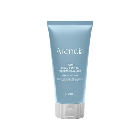 ARENCIA Hyssop Sebum Control Rice Cake Cleanser, 5.29 oz, AHA Tea Tree Face Wash for Oily Combination Skin