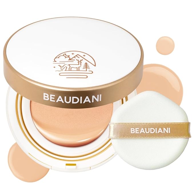Beaudiani Mesh Glow Cushion Foundation Dewy Korean Cushion with Gemstone Complex & Skincare Benefits (12g) (#03 Deep Cover Daily (Shade #23-24))