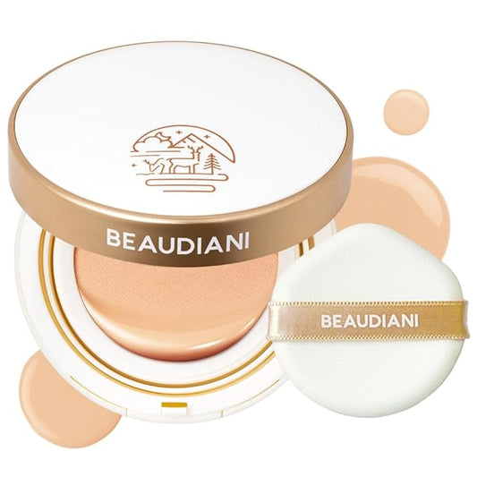 Beaudiani Mesh Glow Cushion Foundation Dewy Korean Cushion with Gemstone Complex & Skincare Benefits (12g) (#1 Natural Cover Daily (#21))