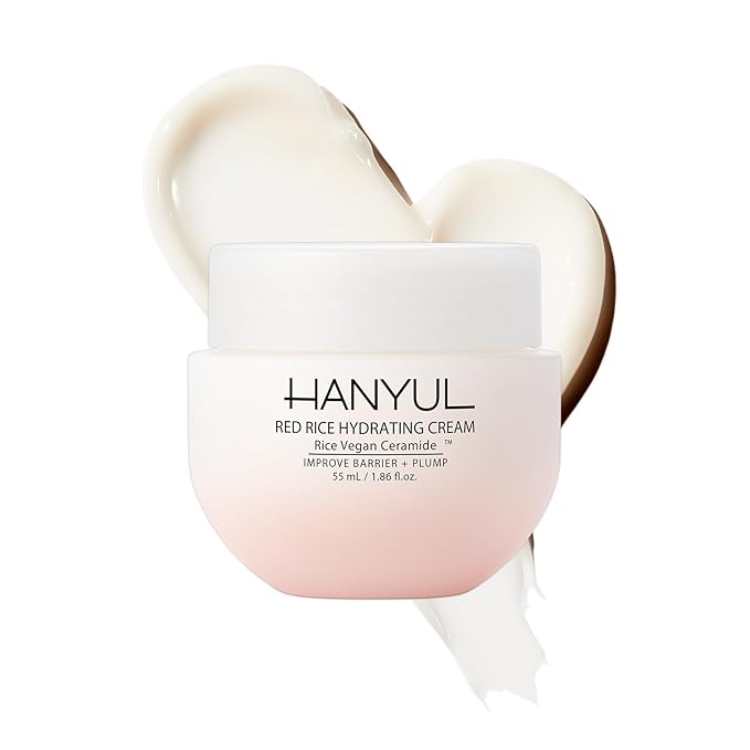 Hanyul Red Rice Hydrating Cream with Fermented Rice Extract, Collagen | Korean Vegan Ceramide Moisturizer for Deep Hydration, Radiant Skin Glow, Firming & Barrier Support, 1.86 fl. oz.