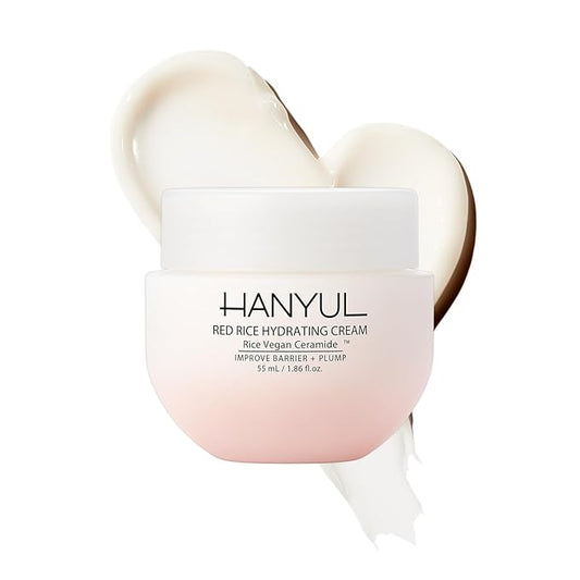Hanyul Red Rice Hydrating Cream with Fermented Rice Extract, Collagen | Korean Vegan Ceramide Moisturizer for Deep Hydration, Radiant Skin Glow, Firming & Barrier Support, 1.86 fl. oz.