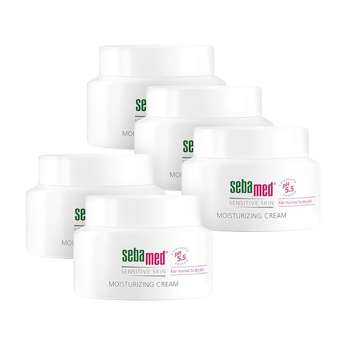 SEBAMED Moisturizing Face Cream for Sensitive Skin Antioxidant pH 5.5 Vitamin E Hypoallergenic 2.6 Fluid Ounces (75mL) Ultra Hydrating Dermatologist Recommended Moisturizer (Pack of 5)