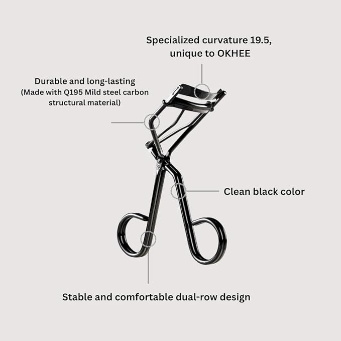 SOO ADOR okhee SO-OK Lash Curler 19.5 – No-Pinch Eyelash Curler with Gentle 19.5 Curve for Precise, Pain-Free Curling – Professional Lash Tool Designed by Korea’s Top Makeup Artist