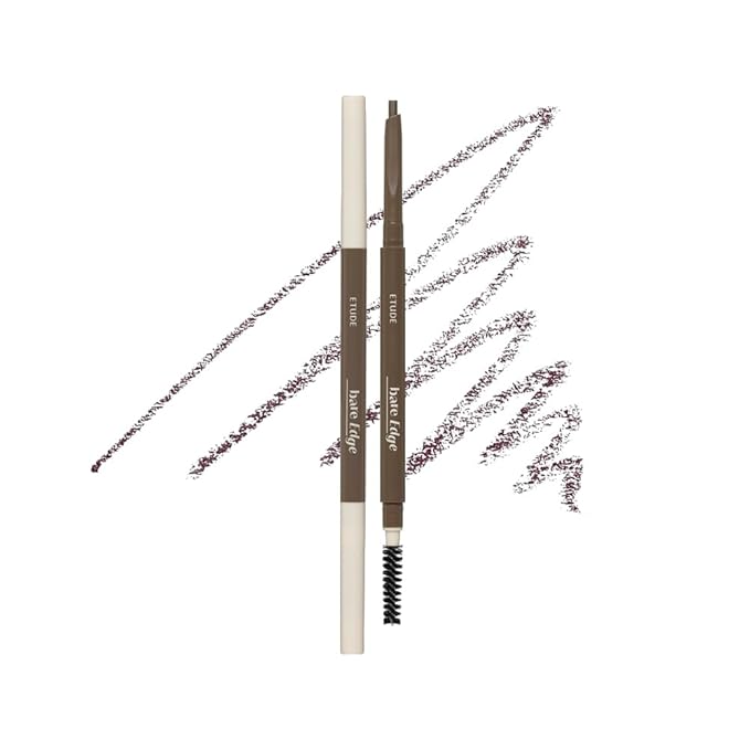 ETUDE Bare Edge Brow Pencil, Eyebrow Pencil, Slim 3D Hexagon, Natural Looking, Korean Makeup, Beauty, Dark Brown (0.003 Ounce)