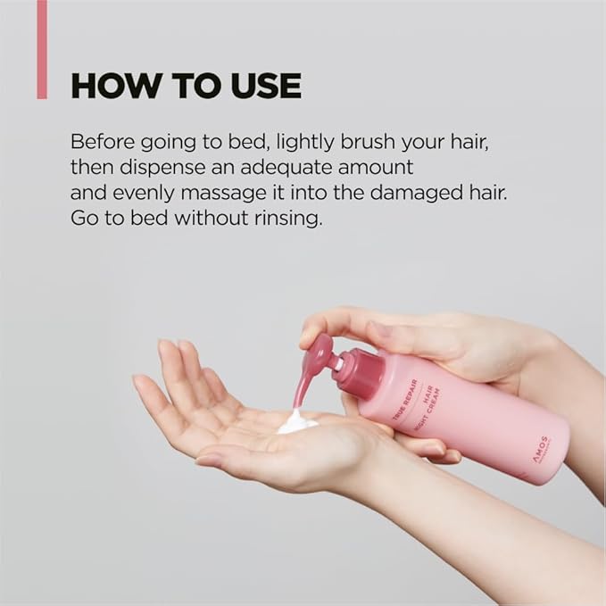 AMOS PROFESSIONAL True Repair Hair Night Cream l Overnight Hair Leave-in Conditioner, Hydrating & Deep Conditioning for Dry and Damaged Hair, 6.0 fl. oz.