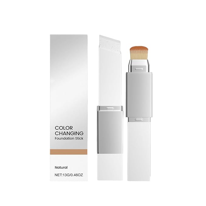 New Blanc Cover Cream Stick V - Color Changing Foundation Stick - Hydrating Concealer Base Makeup, Dual-Ended with Built-in Brush, Portable for Daily Use (Natural)