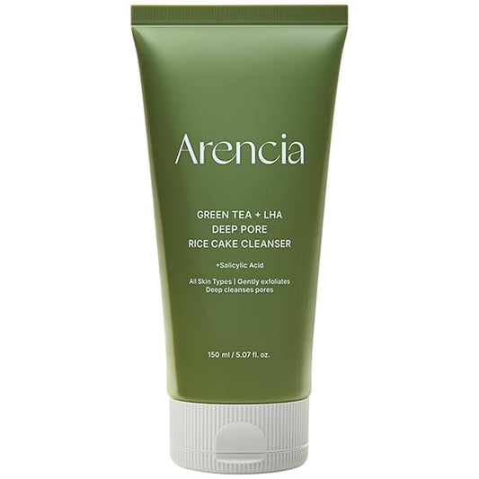 ARENCIA Salicylic Acid, Green Tea + LHA Deep Pore Rice Cake Cleanser – Deep Pore Cleansing, Acne Face Wash, Blackhead Remover, 5.07 fl oz