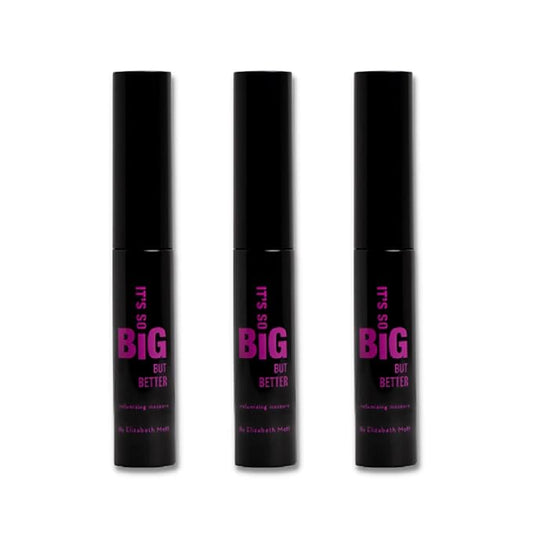 Elizabeth Mott Black Volumizing Mascara Set – Smudge-Proof, Water-Resistant, Lengthening Fiber Formula with Hourglass Wand – Cruelty-Free, Safe for Lash Extensions – Travel-Size Mini Trio, 4ml Each