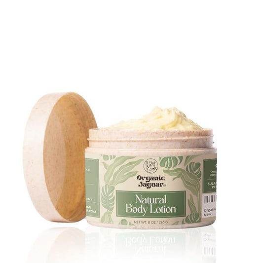 Organic Jaguar Natural Body Lotion, 8 oz, Moisturizer With Essential Oils, Vitamin E Oil, Beeswax, Extra Virgin Olive Oil, Raw Honey, Mango Butter, Sulfate & Paraben Free Body Care, Tropical Scent