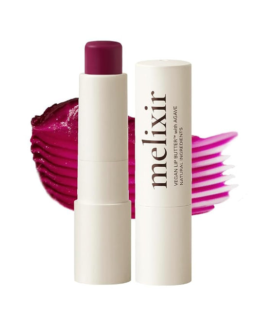 Melixir Vegan Lip Butter (12 Colors), Hydrating Tinted Lip Balm Stick, Bee-Free, Petrolatum-Free, Plant-Based, Moisturizes Dry & Chapped Lips With Shea Butter, Sheer, Natural Finish - #16 Wine Stain