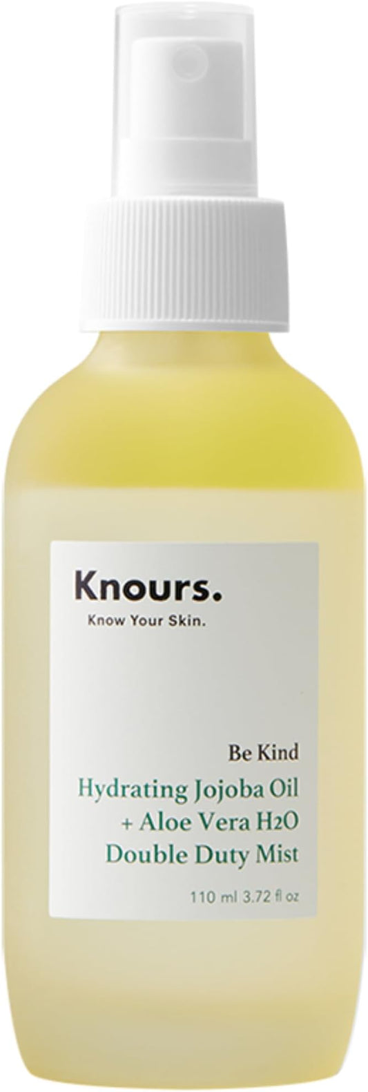 Knours Korean Cycle-Conscious 3 M's Hydrating Jojoba Oil + Aloe Vera H2O | Knours Be Kind Face Mist Spray | Vegan Squalane | Dry, Sensitive Skin | for Redness | EWG Verified |110ml/3.72oz