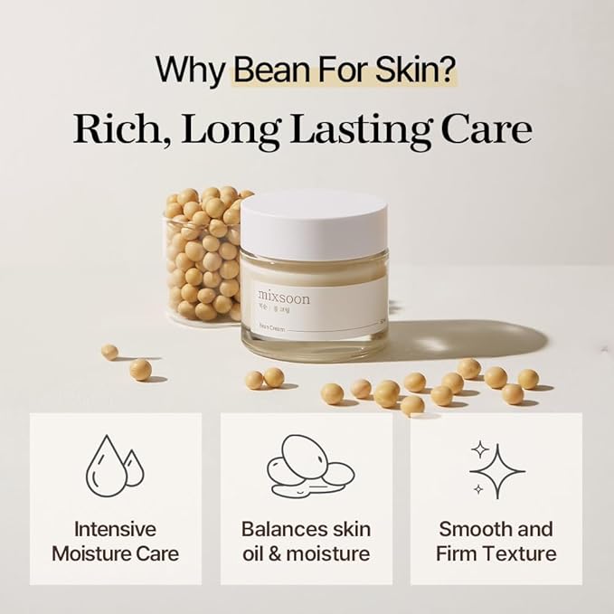 mixsoon Bean Cream - Intensive Moisture Face Cream For Smooth, Nourished Skin, Pore & Sebum Care - Korean Skincare For Glass Skin - Non-sticky (2.19 Fl. Oz / 65ml)